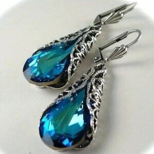 💥NEW  Silver Plated 1 Pair Stud Hoop Earrings | Wedding Engagement Jewelry Gift